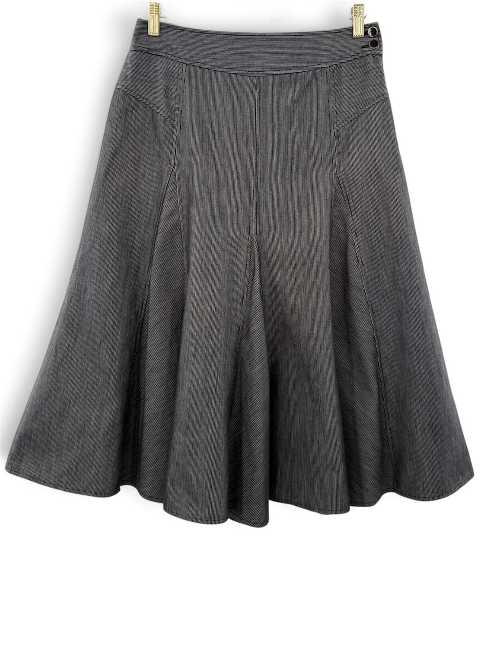 Picnic by CPW Size 8 Gray Pinstripe Midi Skirt Flared A-Line Y2K Stretch
